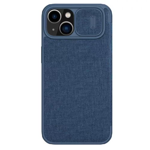 Nillkin Qin Qin Cloth Pro Case tok iPhone 14 Plus oldalra nyíló tok, kék
