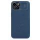Nillkin Qin Qin Cloth Pro Case tok iPhone 14 Plus oldalra nyíló tok, kék