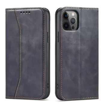   Magnet Fancy Case iPhone 12 Pro Max oldalra nyíló tok, fekete