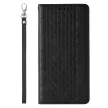 Magnet Strap oldalra nyíló tok iPhone 12 Pro Max Pouch Wallet + Mini Lanyard Pendant, fekete