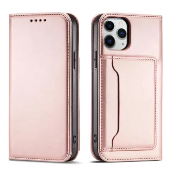   Magnet Case iPhone 12 Pro Max oldalra nyíló tok, rózsaszín