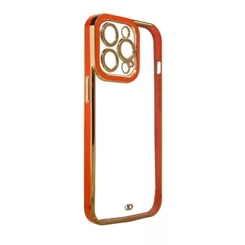   Fashion Case tok iPhone 12 Pro Max, Gold Frame Gel Cover, piros