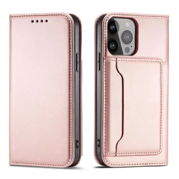   Magnet Case iPhone 14 Pro Max oldalra nyíló tok, rózsaszín
