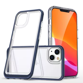   Clear 3in1 Case iPhone 14 Plus ütésálló hátlap, tok, átlátszó-kék