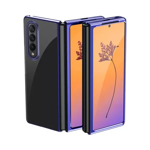 Plating Case Samsung Galaxy Z Fold 4 tok, fém kerettel, kék