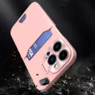 Leather Stand Case tok iPhone 14 Plus cover card wallet with stand, rózsaszín