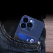 Leather Stand Case tok iPhone 14 Pro Max cover card wallet with stand, kék