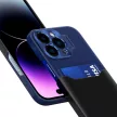 Leather Stand Case tok iPhone 14 Pro Max cover card wallet with stand, kék