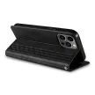 Magnet Strap oldalra nyíló tok iPhone 14 Pro Max Flip Wallet Mini Lanyard Stand, fekete