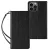 Magnet Strap oldalra nyíló tok iPhone 14 Plus Flip Wallet Mini Lanyard Stand, fekete