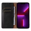Magnet Strap oldalra nyíló tok iPhone 14 Plus Flip Wallet Mini Lanyard Stand, fekete