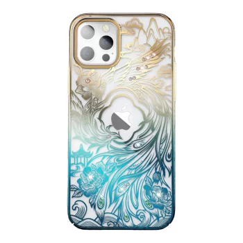   Kingxbar Phoenix Luxus iPhone 14 tok kristályokkal arany, kék