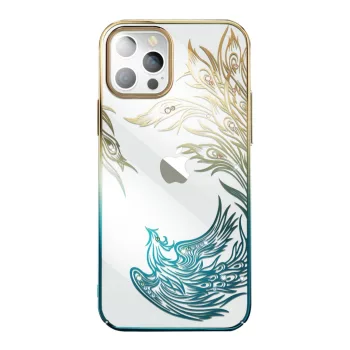   Kingxbar Phoenix Luxus iPhone 14 tok kristályokkal arany, kék