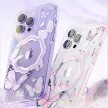 Kingxbar Butterfly sorozatú mágneses tok iPhone 14 Plus MagSafe tok pillangókkal, rózsaszín