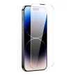 Baseus 2x edzett üvegfóliakészlet iPhone 14 Pro Max teljes képernyős fólia, átlátszó, hangszórófedéllel 0,3 mm + rögzítőkeret
