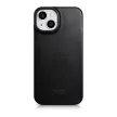 iCarer CE olajviasz prémium bőr fóliatok bőr tok iPhone 14 Plus mágneses Flip MagSafe, fekete