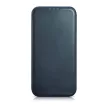 iCarer CE olajviasz prémium bőr fóliatok iPhone 14 Plus mágneses flip tok MagSafe, kék