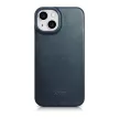 iCarer CE olajviasz prémium bőr fóliatok iPhone 14 Plus mágneses flip tok MagSafe, kék