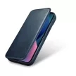 iCarer CE olajviasz prémium bőr fóliatok iPhone 14 Plus mágneses flip tok MagSafe, kék