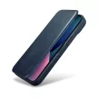 iCarer CE olajviasz prémium bőr fóliatok iPhone 14 Plus mágneses flip tok MagSafe, kék