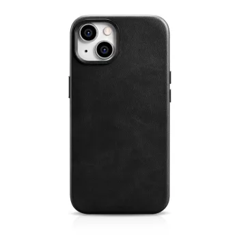  iCarer olajviasz prémium bőr tok iPhone 14 Plus mágneses bőr tok MagSafe, fekete