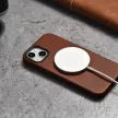 iCarer olajviasz prémium bőr tok iPhone 14 Plus mágneses bőr tok MagSafe, barna