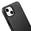 iCarer tok Bőrborítás iPhone 14 Plus MagSafe valódi bőr tok, fekete