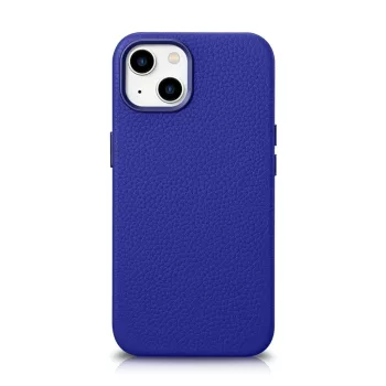  iCarer Litchi prémium bőr tok iPhone 14 Plus mágneses bőr tok MagSafe, sötétkék