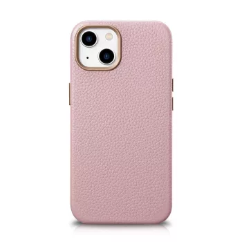   iCarer Litchi prémium bőr tok iPhone 14 Plus mágneses bőr tok MagSafe, rózsaszín
