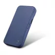 iCarer CE prémium bőr fóliatok iPhone 14 Pro mágneses flip bőr fóliatok MagSafe, kék