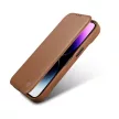 iCarer CE prémium bőr fóliatok iPhone 14 Plus mágneses bőr flip fóliatok MagSafe, barna