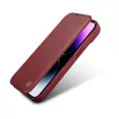 iCarer CE prémium bőr fóliatok iPhone 14 Plus mágneses bőr flip fóliatok MagSafe, piros