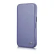 iCarer CE prémium bőr fóliatok iPhone 14 Plus mágneses bőr flip fóliatok MagSafe, lila