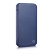 iCarer CE prémium bőr fóliatok iPhone 14 Plus mágneses bőr flip fóliatok MagSafe, kék