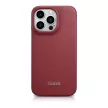 iCarer CE prémium bőr fóliatok iPhone 14 Pro Max mágneses flip tok, MagSafe, piros