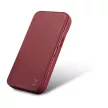 iCarer CE prémium bőr fóliatok iPhone 14 Pro Max mágneses flip tok, MagSafe, piros