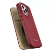 iCarer CE prémium bőr fóliatok iPhone 14 Pro Max mágneses flip tok, MagSafe, piros