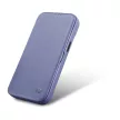 iCarer CE prémium bőr fóliatok iPhone 14 Pro Max mágneses flip bőr fóliatok MagSafe világos, lila