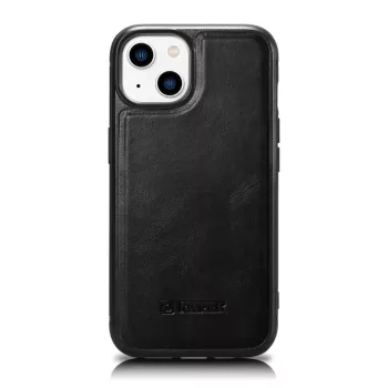   iCarer Leather Oil Wax tok természetes bőrrel iPhone 14 Plus, fekete