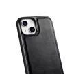 iCarer Leather Oil Wax tok természetes bőrrel iPhone 14 Plus, fekete