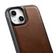 iCarer Leather Oil Wax valódi bőr tok iPhone 14 Plus (MagSafe), barna