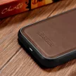 iCarer Leather Oil Wax valódi bőr tok iPhone 14 Plus (MagSafe), barna