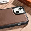 iCarer Leather Oil Wax valódi bőr tok iPhone 14 Plus (MagSafe), barna