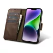 iCarer olajviasz tárca tok 2in1 tok iPhone 14 bőr Flip Cover Anti-RFID, barna