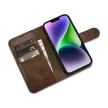 iCarer olajviasz tárca tok 2in1 tok iPhone 14 bőr Flip Cover Anti-RFID, barna