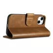 iCarer olajviasz tárca tok 2in1 tok iPhone 14 bőr Flip Cover Anti-RFID, barna