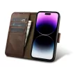 iCarer olajviasz tárca tok 2in1 Cover iPhone 14 Pro Anti-RFID bőr Flip Case, barna