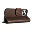 iCarer olajviasz tárca tok 2in1 Cover iPhone 14 Pro Anti-RFID bőr Flip Case, barna