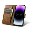 iCarer olajviasz tárca tok 2in1 Cover iPhone 14 Pro Anti-RFID bőr Flip Case, barna