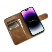 iCarer olajviasz tárca tok 2in1 Cover iPhone 14 Pro Anti-RFID bőr Flip Case, barna